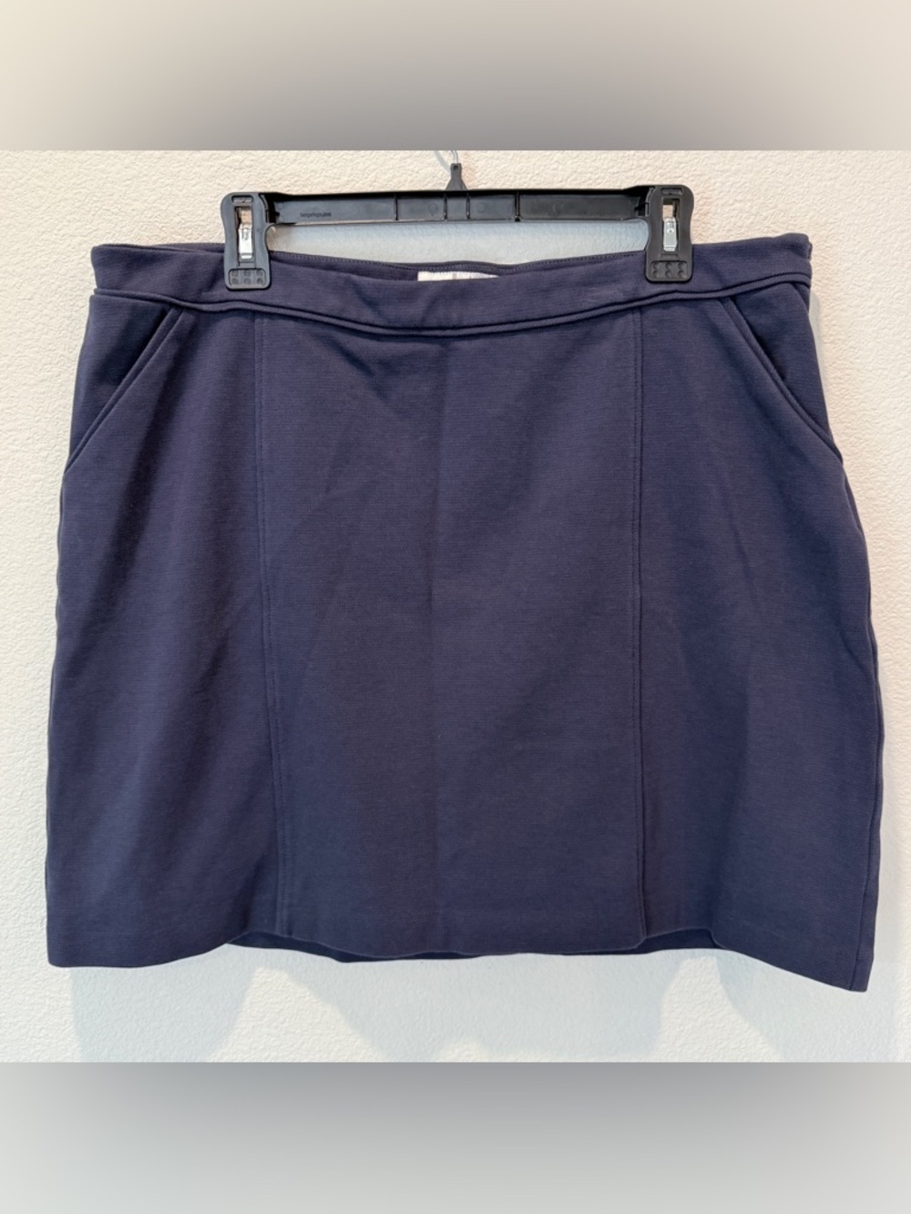 Boden Ponte Knit Skirt 16R Navy Preppy Academia Minimalist Workwear A-Line Mini
